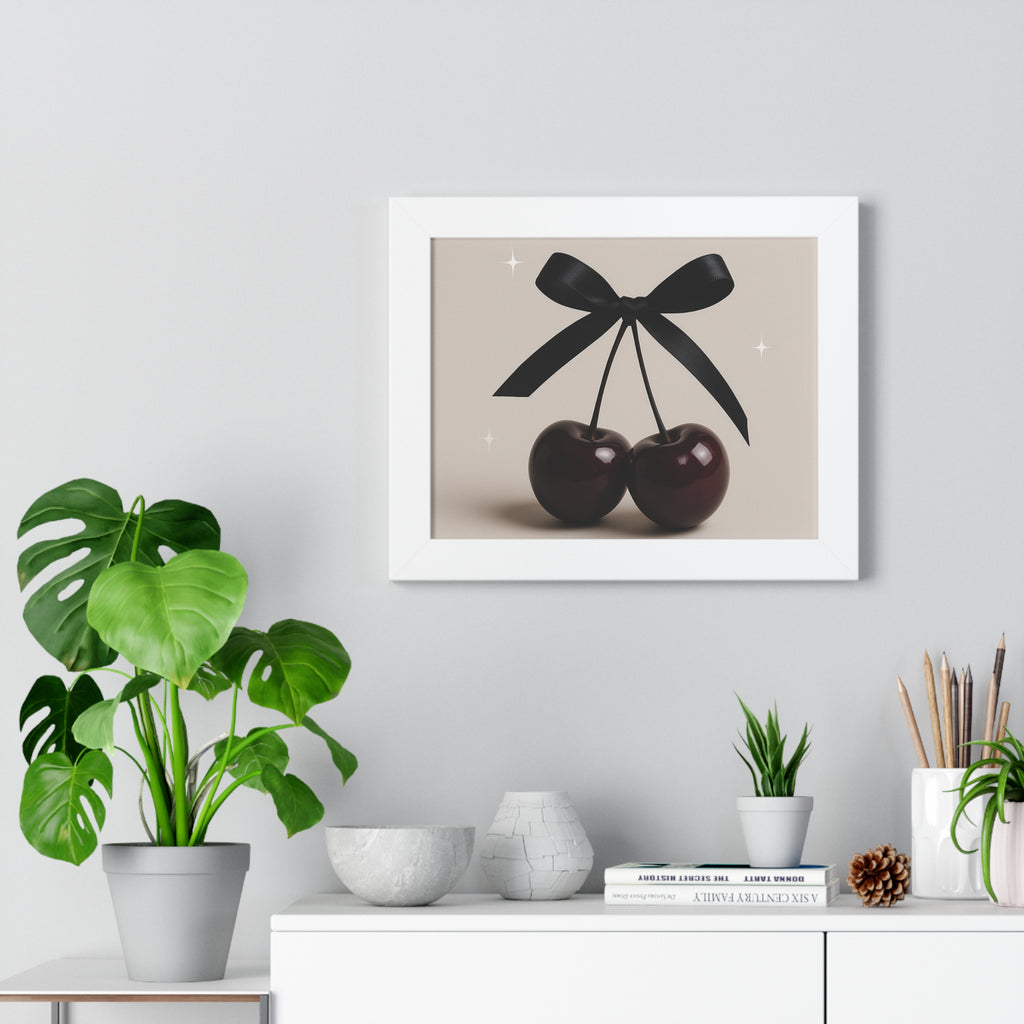 Cherry Bow Framed Poster — Chic Minimalist Wall Art