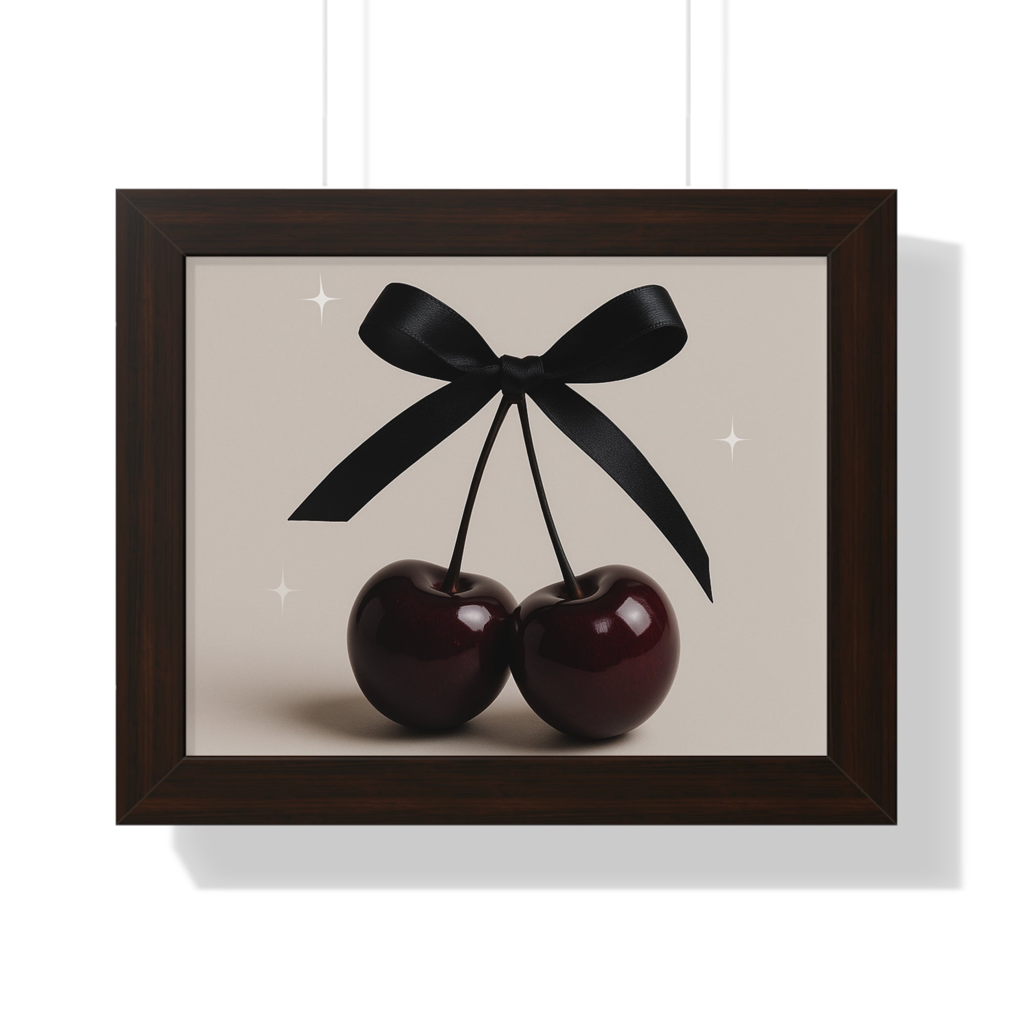 Cherry Bow Framed Poster — Chic Minimalist Wall Art