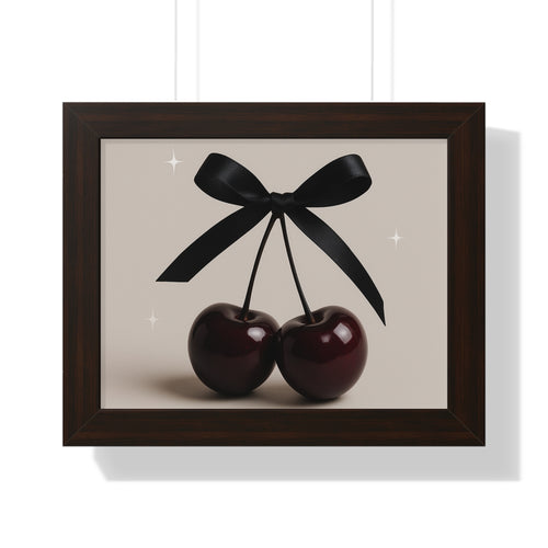 Cherry Bow Framed Poster — Chic Minimalist Wall Art