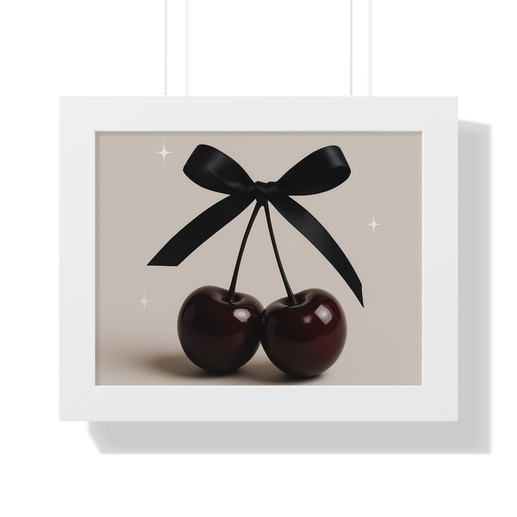 Cherry Bow Framed Poster — Chic Minimalist Wall Art