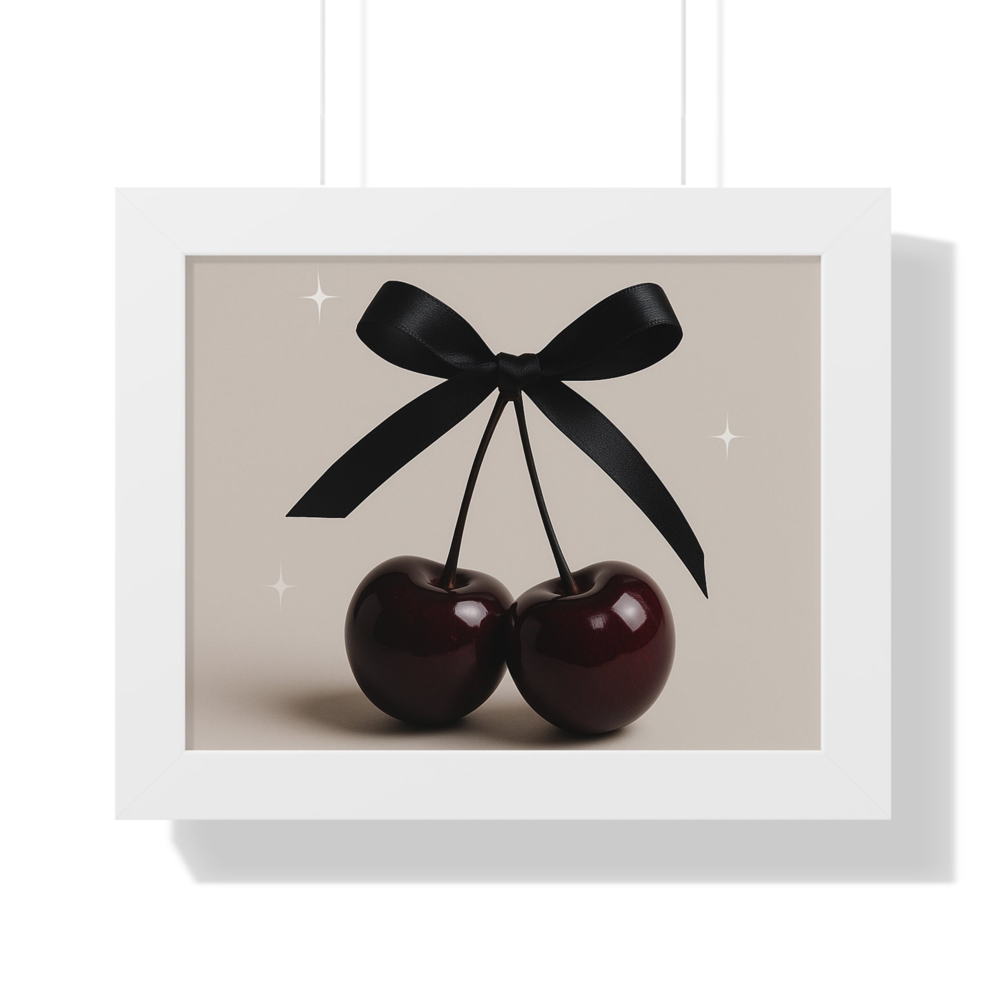 Cherry Bow Framed Poster — Chic Minimalist Wall Art