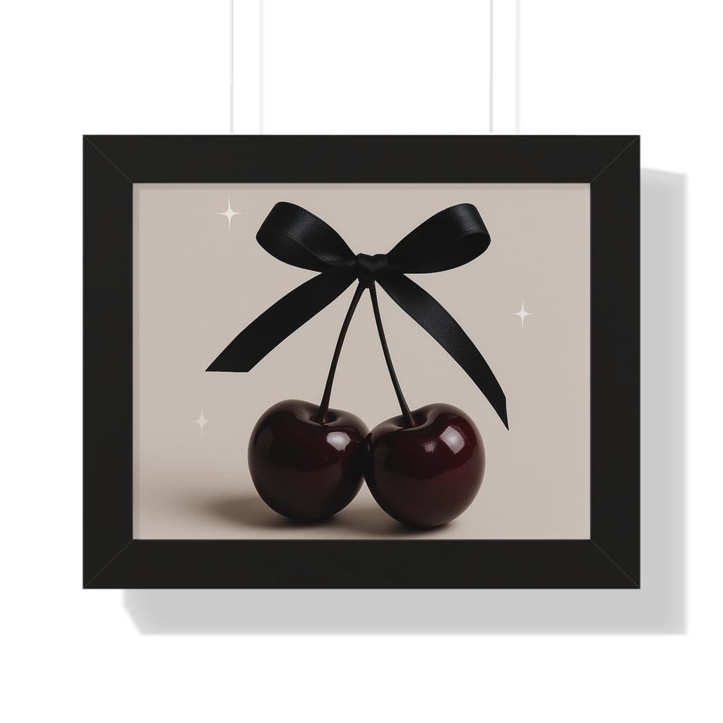 Cherry Bow Framed Poster — Chic Minimalist Wall Art