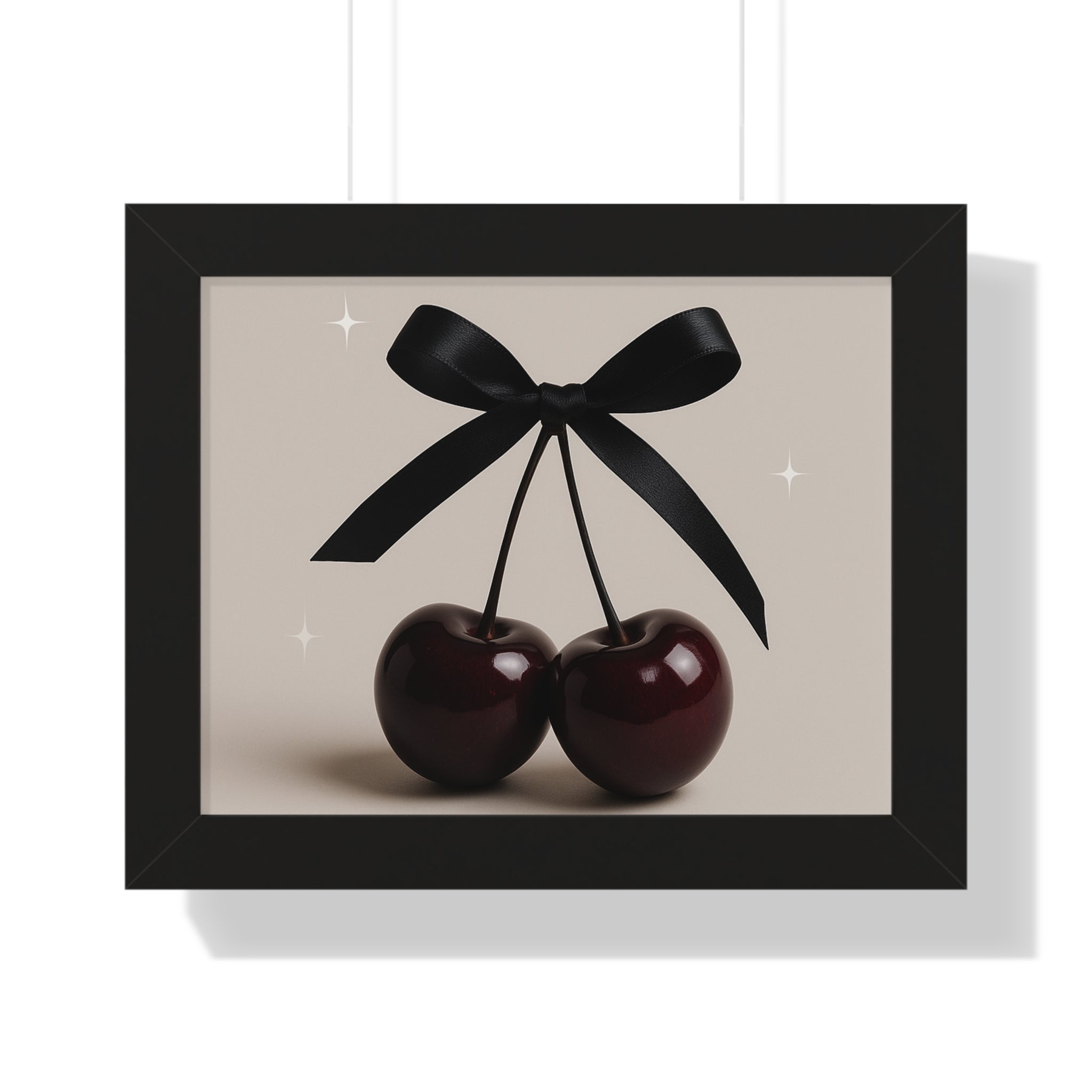 Cherry Bow Framed Poster — Chic Minimalist Wall Art